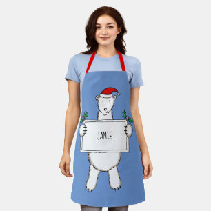Personalized Polar Bear Christmas Apron