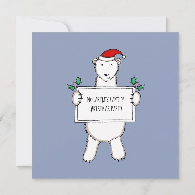 Personalized Polar Bear Christmas Party Invitation (Front)