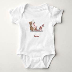 Personalized Polar Bear Penguin Friends Winter Baby Bodysuit