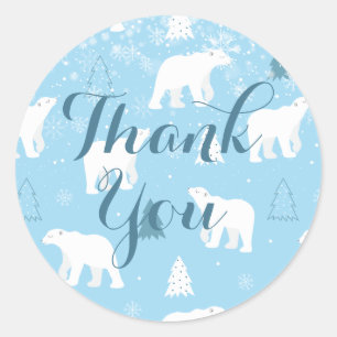 Personalized  Polar Bear Snowflakes Classic Round Sticker