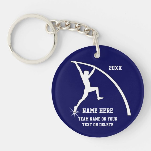 Personalized Pole Vault Gifts Your Colours, Text Keychain (Front)