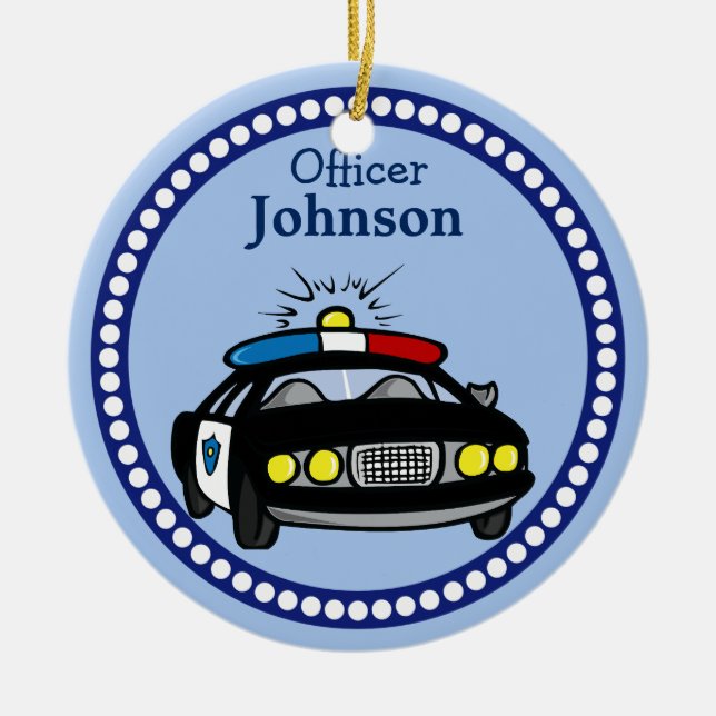 Personalized Police Car Christmas Ornament (Front)
