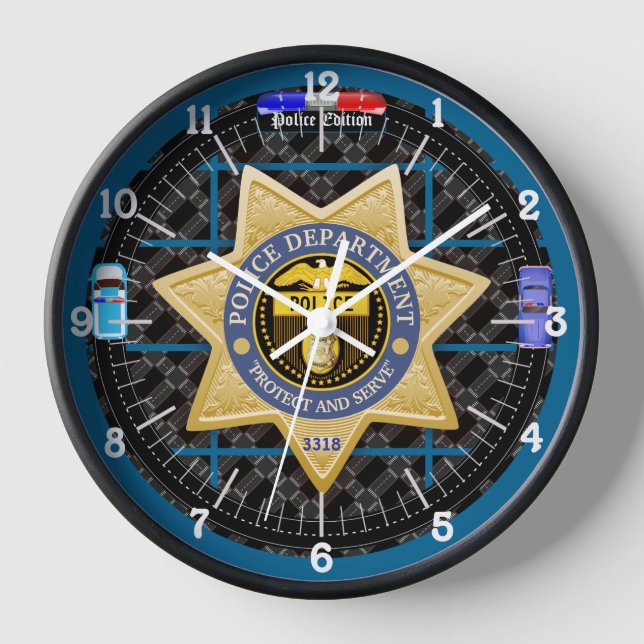 Personalized Police Edition City Side Clock (Front)