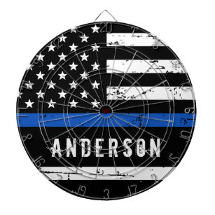 Personalized Police Flag Thin Blue Line Dartboard