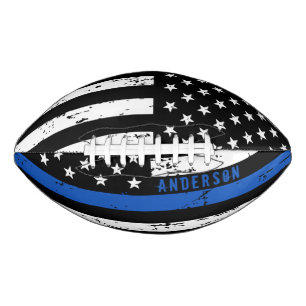 Personalized Police Flag Thin Blue Line Football