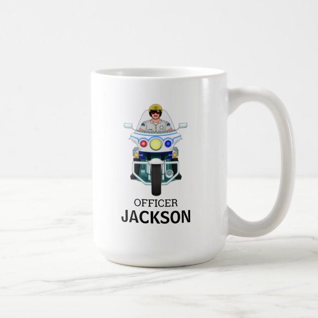 Personalized Police Motorcycle Officer Coffee Mug (Right)