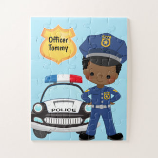 Personalized Police Officer and Patrol Car Kids  Jigsaw Puzzle