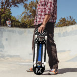 Personalized Police Officer Custom Thin Blue Line Skateboard<br><div class="desc">Thin Blue Line Skateboard - American flag in Police Flag colours, distressed design . Personalize this police skateboard with monogram initial. This personalized police skateboard deck is perfect for police and law enforcement family , police graduation and police officer retirement gifts. COPYRIGHT © 2020 Judy Burrows, Black Dog Art -...</div>