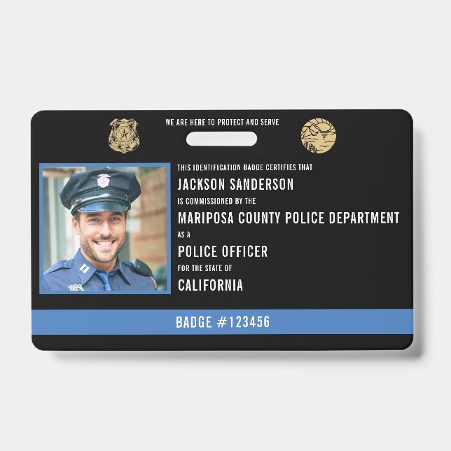 Personalized Police Officer Law Enforcement ID Badge (Front)