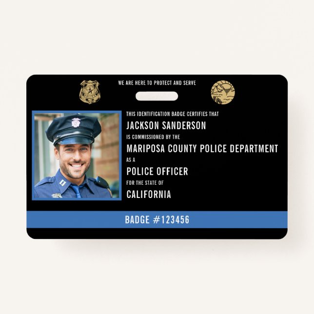 Personalized Police Officer Law Enforcement ID Badge (Front)