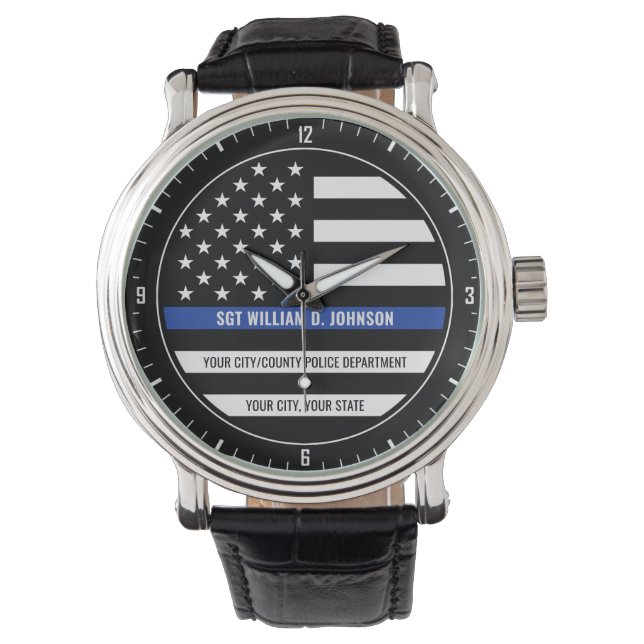 Personalized Police Officer NAME Law Enforcement Watch (Front)