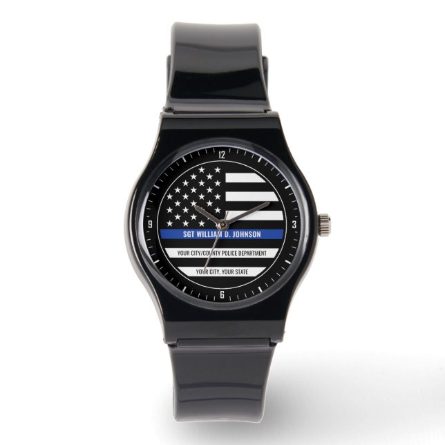 Personalized Police Officer NAME Law Enforcement Watch (Front)