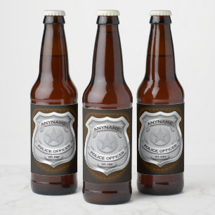Personalized Police Officer Sheriff Cop NAME Badge Beer Bottle Label