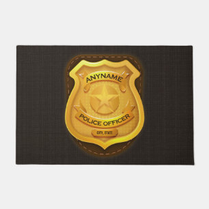 Personalized Police Officer Sheriff Cop NAME Badge Doormat