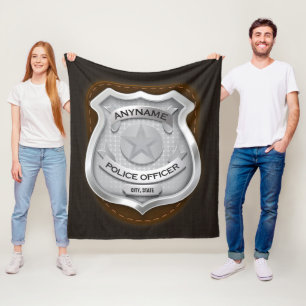 Personalized Police Officer Sheriff Cop NAME Badge Fleece Blanket