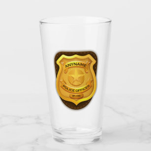 Personalized Police Officer Sheriff Cop NAME Badge Glass