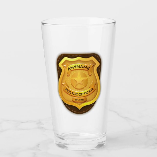 Personalized Police Officer Sheriff Cop NAME Badge Glass (Front)