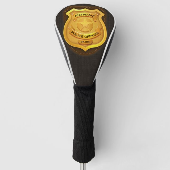 Personalized Police Officer Sheriff Cop NAME Badge Golf Head Cover (Front)