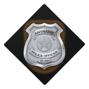Personalized Police Officer Sheriff Cop NAME Badge Graduation Cap Topper