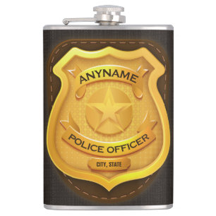 Personalized Police Officer Sheriff Cop NAME Badge Hip Flask
