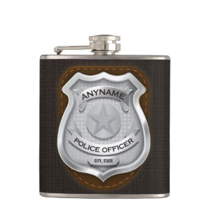 Personalized Police Officer Sheriff Cop NAME Badge Hip Flask