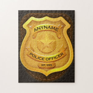Personalized Police Officer Sheriff Cop NAME Badge Jigsaw Puzzle