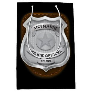 Personalized Police Officer Sheriff Cop NAME Badge Medium Gift Bag