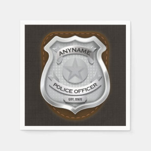 Personalized Police Officer Sheriff Cop NAME Badge Napkin