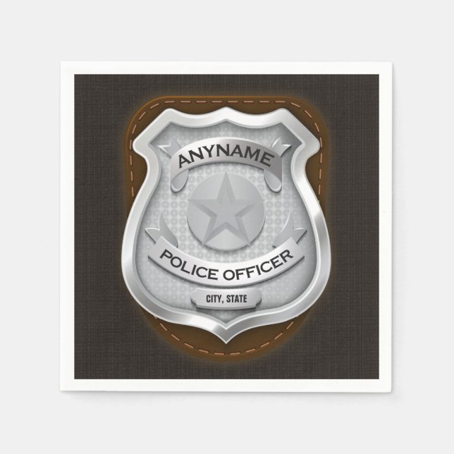 Personalized Police Officer Sheriff Cop NAME Badge Napkin (Front)
