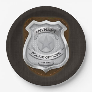 Personalized Police Officer Sheriff Cop NAME Badge Paper Plate