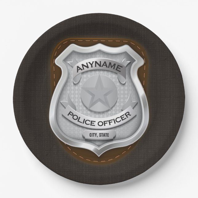 Personalized Police Officer Sheriff Cop NAME Badge Paper Plate (Front)