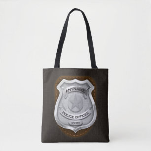 Personalized Police Officer Sheriff Cop NAME Badge Tote Bag