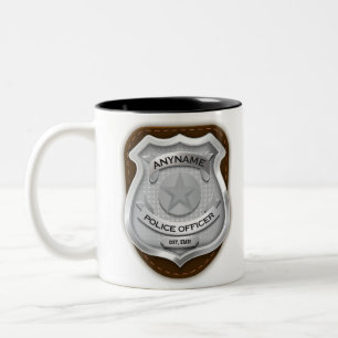 Personalized Police Officer Sheriff Cop NAME Badge Two-Tone Coffee Mug