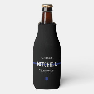 Personalized Police Officer Thin Blue Line Bottle Cooler