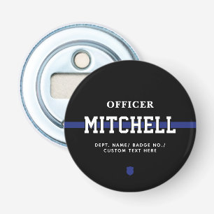 Personalized Police Officer Thin Blue Line Bottle Opener
