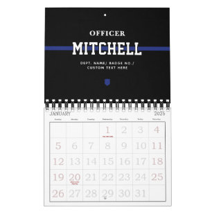Personalized Police Officer Thin Blue Line Calendar