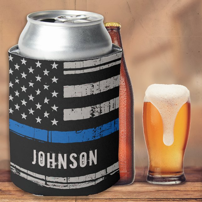Personalized Police Officer Thin Blue Line Can Cooler (Creator Uploaded)