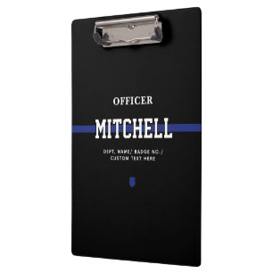 Personalized Police Officer Thin Blue Line Clipboard