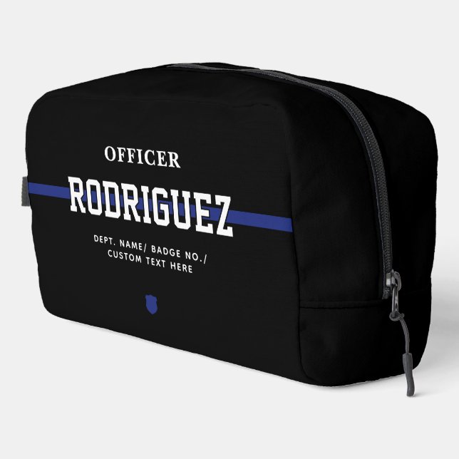 Personalized Police Officer Thin Blue Line Dopp Kit (Right Corner)
