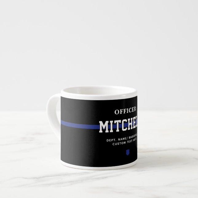 Personalized Police Officer Thin Blue Line Espresso Cup (Front Left)