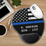 Personalized Police Officer Thin Blue Line Gel Mouse Pad<br><div class="desc">Thin Blue Line Mouse Pad - American flag in Police Flag colours,  distressed design . Personalize with Officer's name. This personalized police officer planner is perfect for police departments. COPYRIGHT © 2020 Judy Burrows,  Black Dog Art - All Rights Reserved. Personalized Police Officer Thin Blue Line Gel Mouse Pad</div>