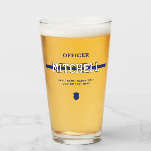 Personalized Police Officer Thin Blue Line Glass