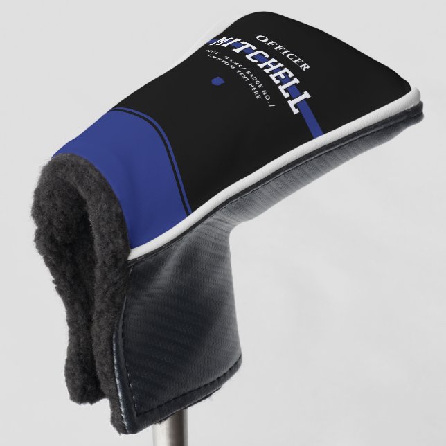 Personalized Police Officer Thin Blue Line Golf Head Cover (3/4 Front)