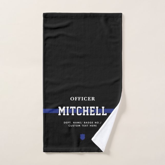 Personalized Police Officer Thin Blue Line Hand Towel (Hand Towel)