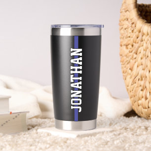 Personalized Police Officer Thin Blue Line Insulated Tumbler