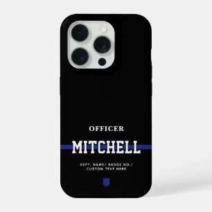 Personalized Police Officer Thin Blue Line iPhone 15 Pro Case