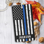 Personalized Police Officer Thin Blue Line Keychain<br><div class="desc">Thin Blue Line Keychain - American flag in Police Flag colours, distressed design . Personalize with police officers name, family name or department . This personalized police keychain is perfect for police and law enforcement departments, families and all those who support them . COPYRIGHT © 2020 Judy Burrows, Black Dog...</div>