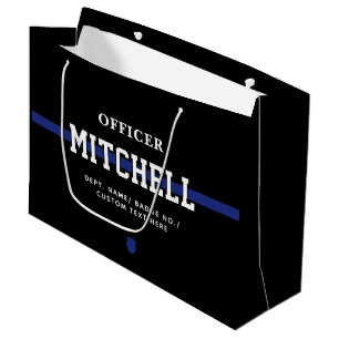 Personalized Police Officer Thin Blue Line Large Gift Bag