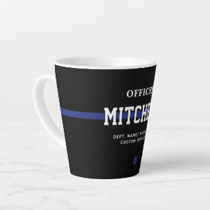 Personalized Police Officer Thin Blue Line Latte Mug