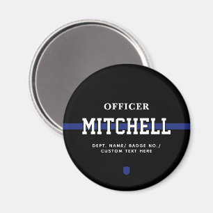 Personalized Police Officer Thin Blue Line Magnet